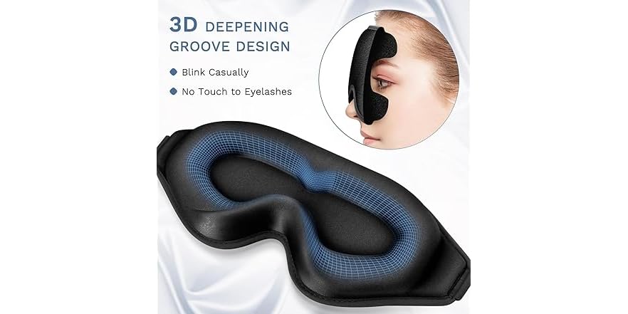 Weighted Sleep Mask, Women Men 3D Blocking Lights Sleeping Mask , Pressure Relief Night Sleep Eye Mask With Adjustable Strap, Eye Cover Blindfold For Travel Nap Yoga, Black - View #7