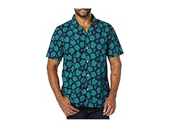 Mens Vacation Cotton Resort Navy Teal Palm (2XL)