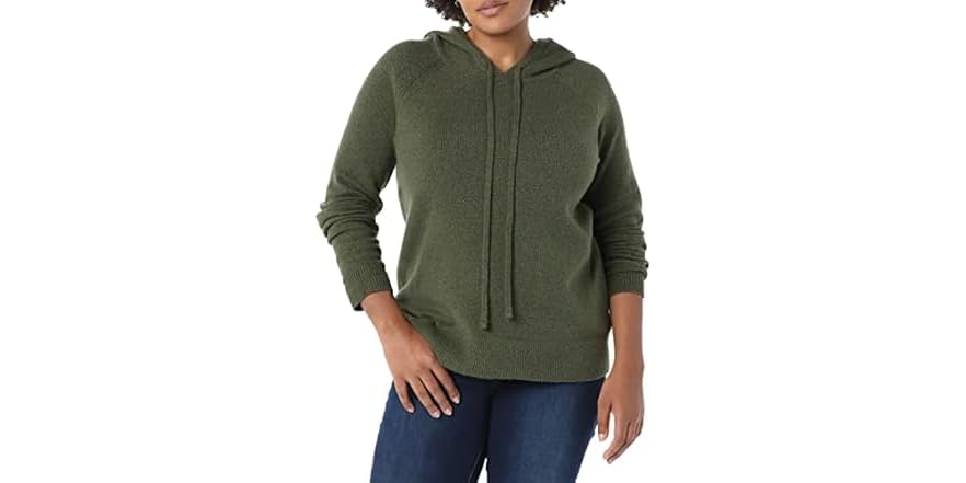 Essentials Dames Soft Touch Hooded Pullover Sweater, Beige, Large