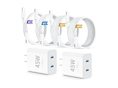QZIIW 45W Dual USB-C Charger 2-Pk w/ Cable