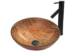 VIGO Blazing Fire Glass Vessel Sink and Dior Faucet Set