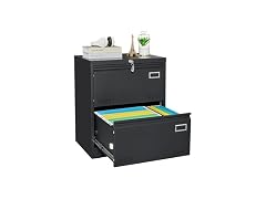 2-Drawer Metal File Cabinet, Lock, Black