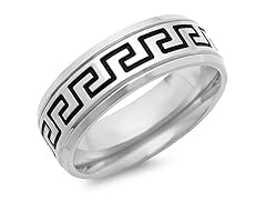 Men's Titanium Ring With Greek Design