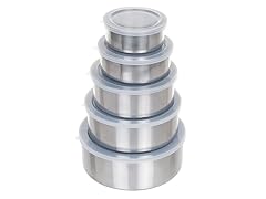 Chef Buddy 5 Piece Stainless Steel Bowl Set w/ Lids