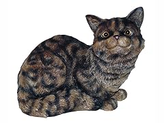 Cat Sitting Down Statue, Tiger Gray