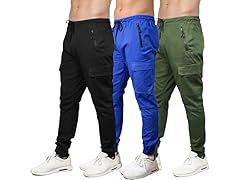 3Pk Mens Cotton Stretch Cargo Jogger