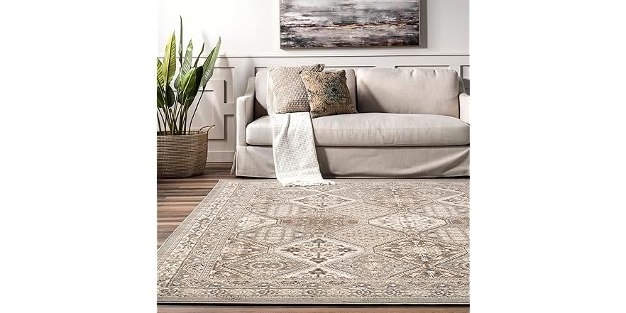 nuLOOM Becca Taupe/Ivory, 8' Square Rug