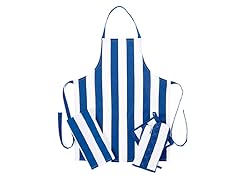 White & Navy Apron Set