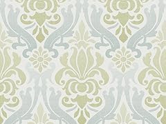 Blue and Green Nouveau Damask Peel and Stick Wallpaper