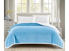 Noble House Braided Sherpa Blanket- Queen - Lt Blue
