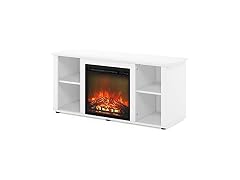 Furinno Jensen TV Stand Fireplace White