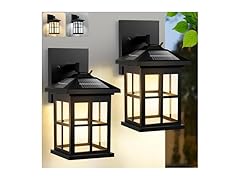 TOWPONICS Solar Wall Lights Outdoor, 2 Pack, Black
