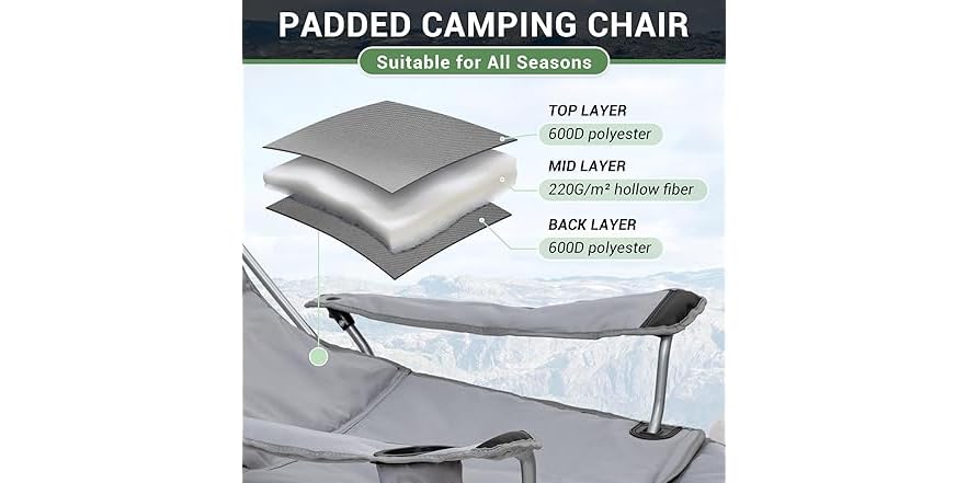 WEJOY 2 In 1 Reclining Camping Chairs For Adults Folding Chair With - View #8