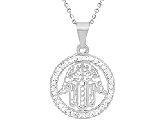 Ladies Stainless Steel CZ Hamsa Pendant- 2 Styles