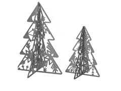 7" and 10" Silver Wood Trees Set of 2