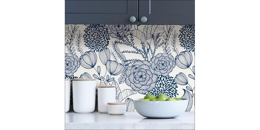 Navy Secret Garden Peel & Stick Wallpaper