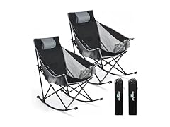 SUNNYFEEL Black 2pk Rocking Camping Chair W/ Headrest