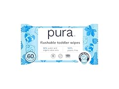 Pura Flushable Toddler Wipes 1 x 60 Wipes