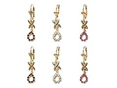 Pink, Ruby, & White Teardrop Set of 3 Drop Earrings