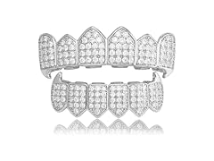 18K Gold Hip Hop Vampire Grillz Silver