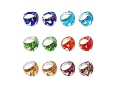 PH PandaHall 12Pcs Mixed Handmade Lampwork Ring