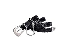 HOLMANSE Women Black Belt Western Buckle