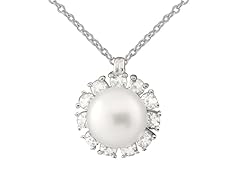 CZ Cluster Halo Pearl Pendant