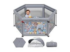 EVER ADVANCED Foldable Baby Playpen with 3cm Mat