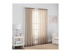 PAIRS TO GO Voile Sheer Curtains, Taupe