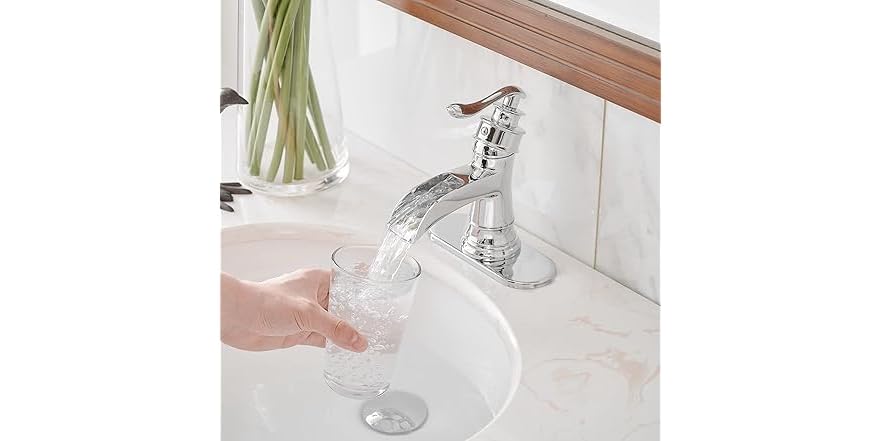 BWE Bathroom Faucet Chrome Waterfall Faucet
