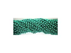 Round Metallic Green Mardi Gras Beads - 6 Dozen (72 Necklaces)