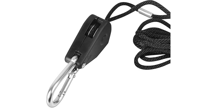 IPower Heavy Duty Rope Clip Hangers - 4-Pair 1/4 Inch 8-Ft Adjustable Ratchet Hangers For Grow Lights