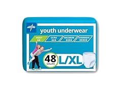 Medline Drytime Disposable Protective Youth Underwear, Large/XL, 12 Count (Pack of 4) (Open Box)
