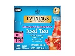 Twinings, Tea Iced Herbal Strawberry Raspberry, 72 Count
