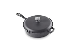 Zakarian Nonstick Cast Iron Deep Skillet with Cast Iron Lid