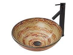 VIGO Mocha Swirl Glass Vessel Sink and Dior Faucet Set