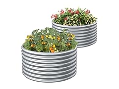 FRIZIONE 2-Pack 3x2FT Tall Round Raised Garden Bed
