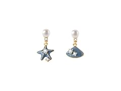Asymmetric Starfish Shell Earrings Blue