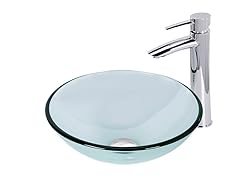 VIGO Crystalline Glass Vessel Sink and Shadow Vessel Faucet Set in a Chrome Finish