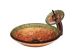 VIGO Janus Glass Vessel Sink and Waterfall Faucet Set in Oil Rubbed Bronze