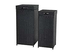 Sunnydaze Outdoor Trash Cans with Lids 2-Pk Black