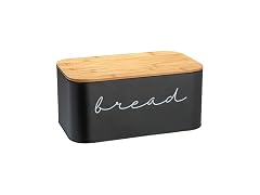 Bloomingville Metal "bread" Bin with Bamboo Lid, Black