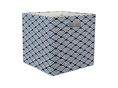 DII Collapsible Hard Sided Bin, Waves, Blue, Large
