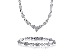 White Diamond Necklace And Bracelet Set, 0.5ct