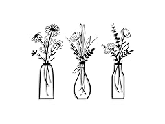 Black Floral Vase Metal Wall Art 3Pc Set