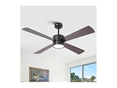 Parrot Uncle Ceiling Fan w/ Lights & Remote, 52" Black