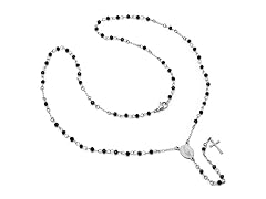 Stainless Steel Simulated Rosary Necklace- 2 Styles