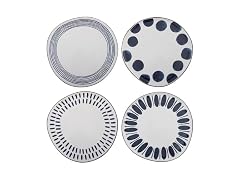 Karma Terra Cotta Salad Plate, 8-inch, Set of 4, Indigo Pattern