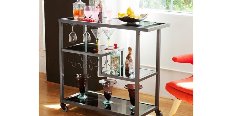 Holly & Martin Zephs - Carrito de bar blanco - Elegante carrito de bar para el hogar - Carritos utilitarios con ruedas