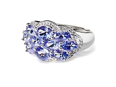 Sterling Silver Tanzanite Cluster Ring